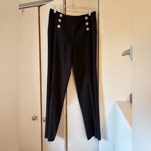 Gerard Darel Black High-Waist Sailor Pants with Gold Buttons
